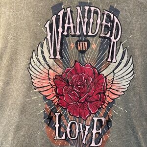 No Boundaries Graphic Tee with Red and Pink Design